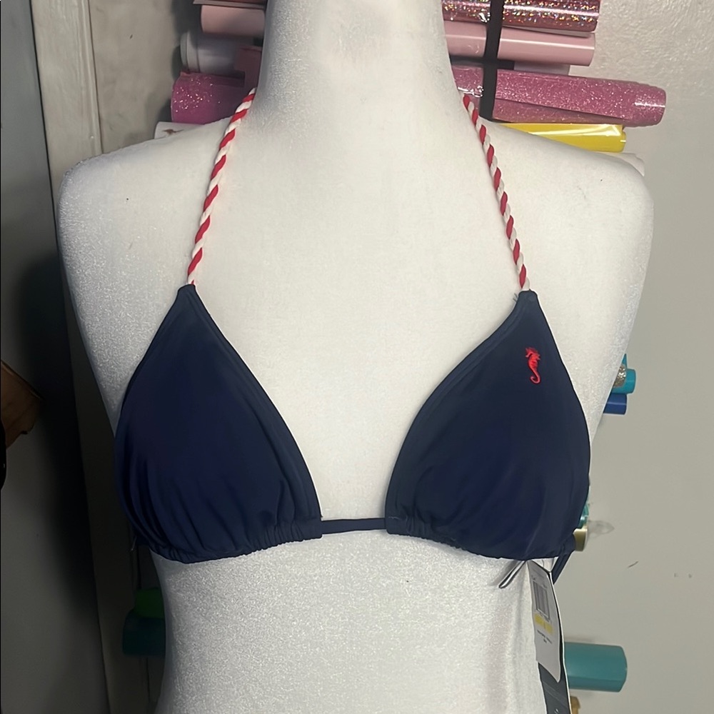 Navy Blue Triangle Bikini Top